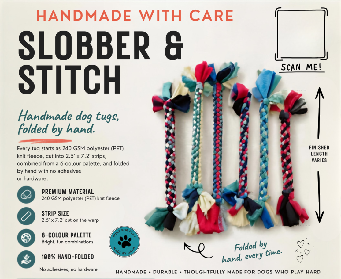 Canine Fleece tugs Slobber and Stitch